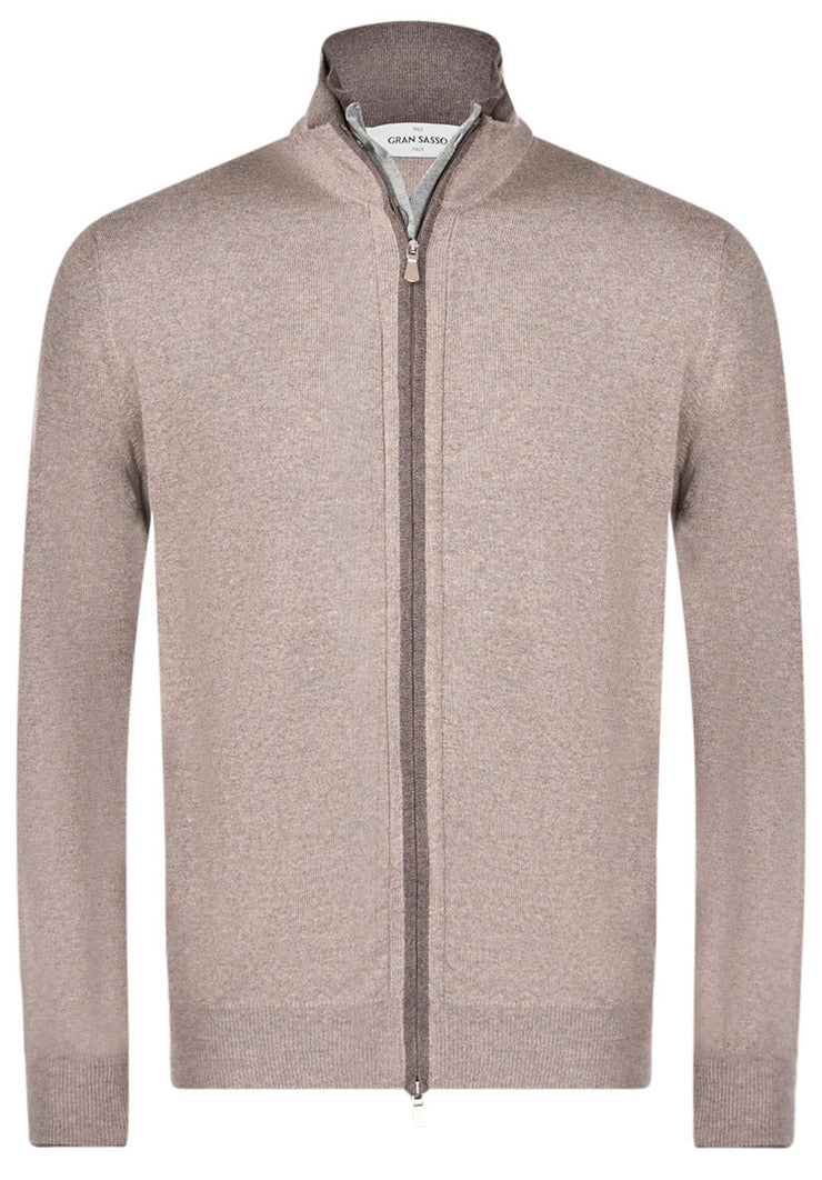 GRANSASSO CARDIGAN ZIP E BOTTONI PROFILATO