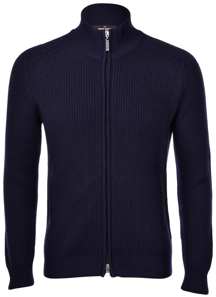 GRANSASSO CARDIGAN ZIP MAGLIA INGLESE CASHMERE