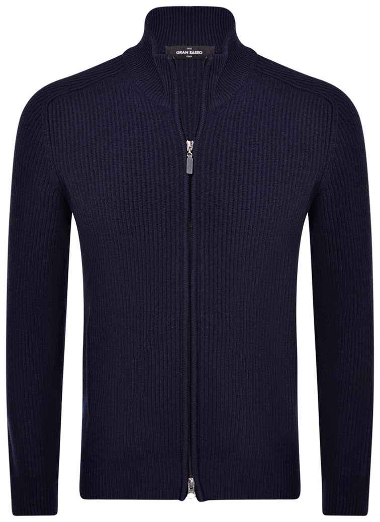 GRANSASSO CARDIGAN ZIP MAGLIA INGLESE CASHMERE