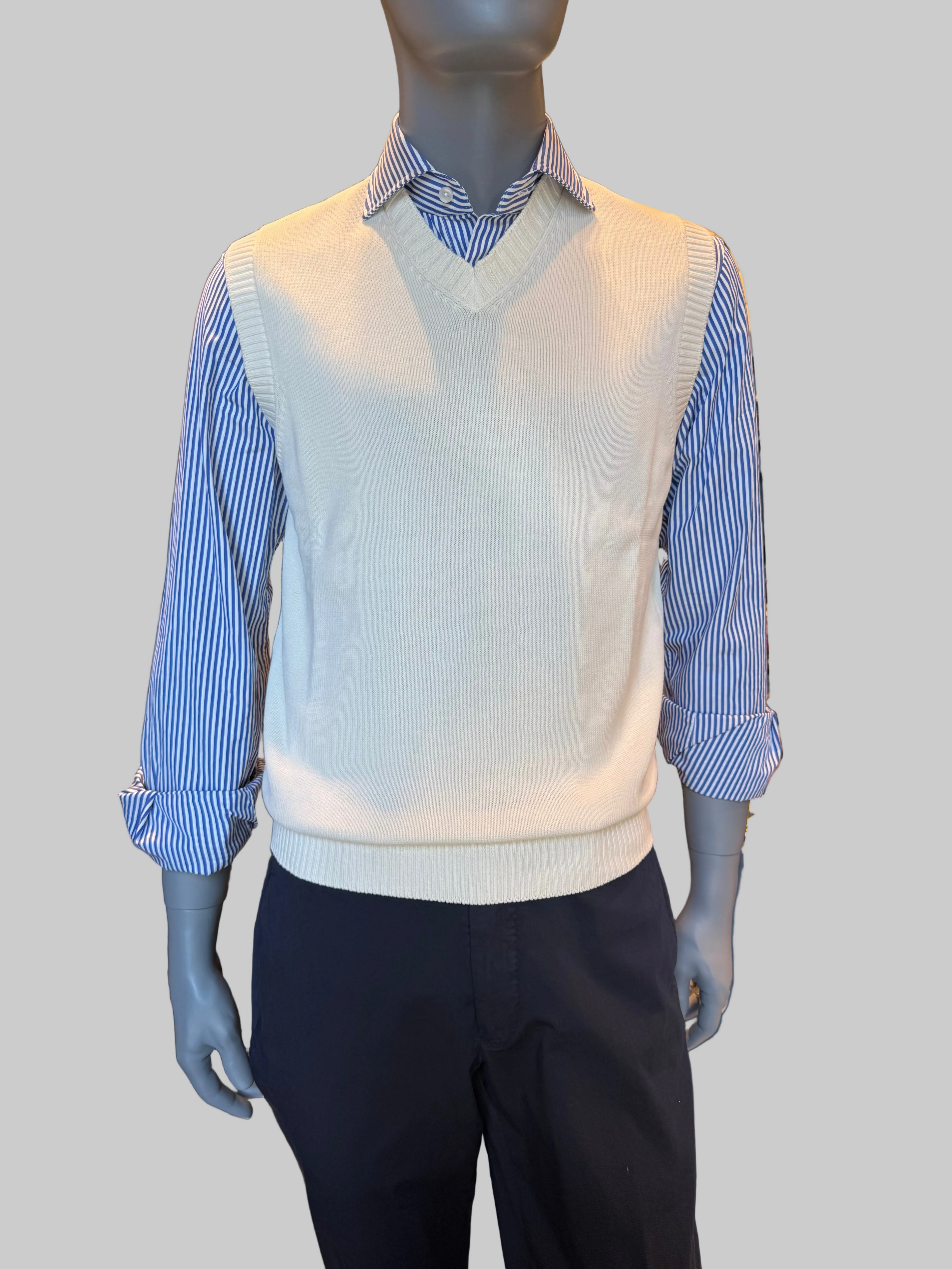 GRANSASSO: GILET IN COTONE A DUE FILI